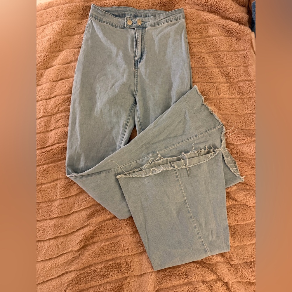 SHEIN Light Blue Bell Bottom Jeans